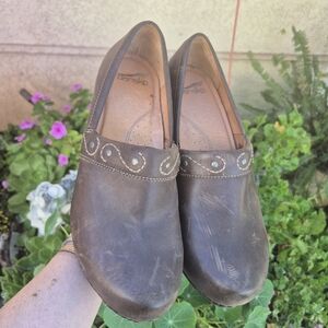 Dansko Dark Brown Leather Clogs